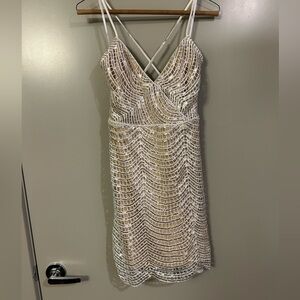 Absolutely gorgeous white/nude shiny Lulu’s dress size small S- great condition